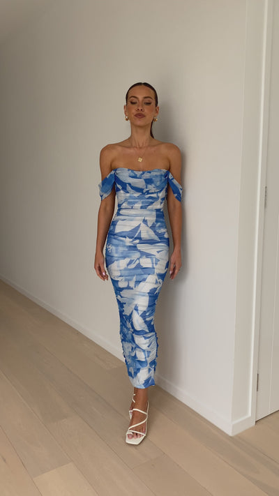 Load and play video in Gallery viewer, Kylie Maxi Dress - Blue Floral - Billy J
