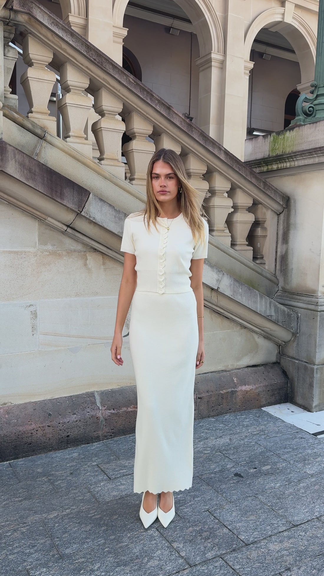 Xanthe Knit Maxi Skirt - Cream - Billy J