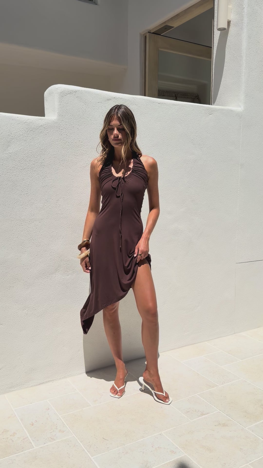 Load video: Salem Midi Dress - Brown - Billy J