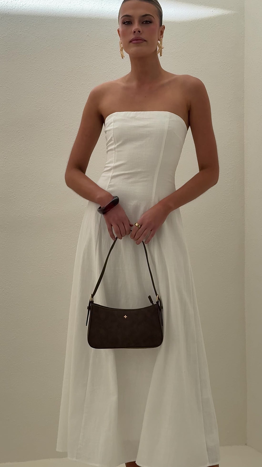 Astrid Strapless Maxi Dress - White - Billy J