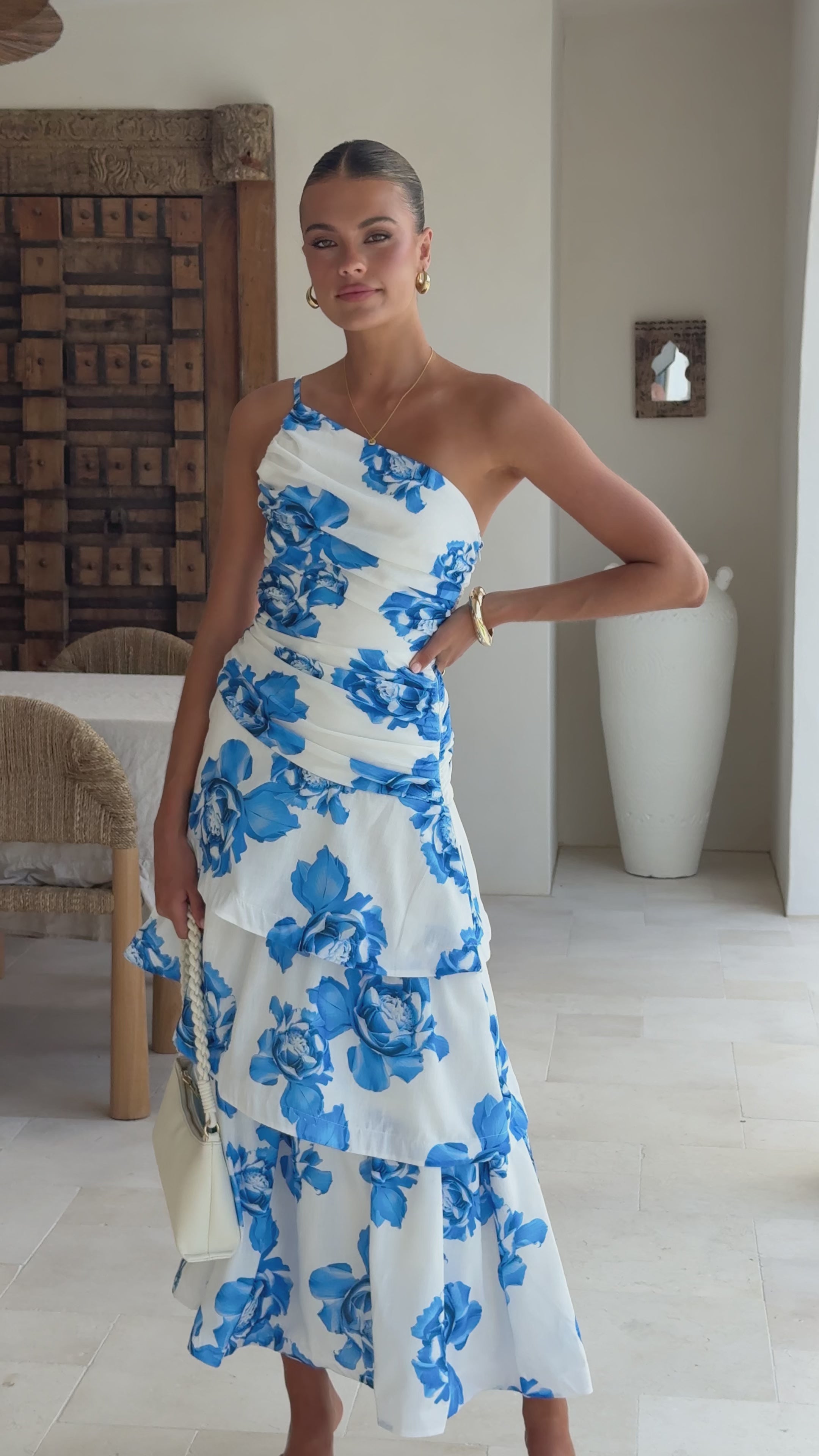 Load video: Nalani Maxi Dress - Blue Floral - Billy J