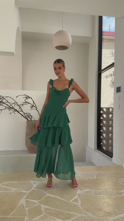 Load and play video in Gallery viewer, Achelle Maxi Dress - Forest Green - Billy J
