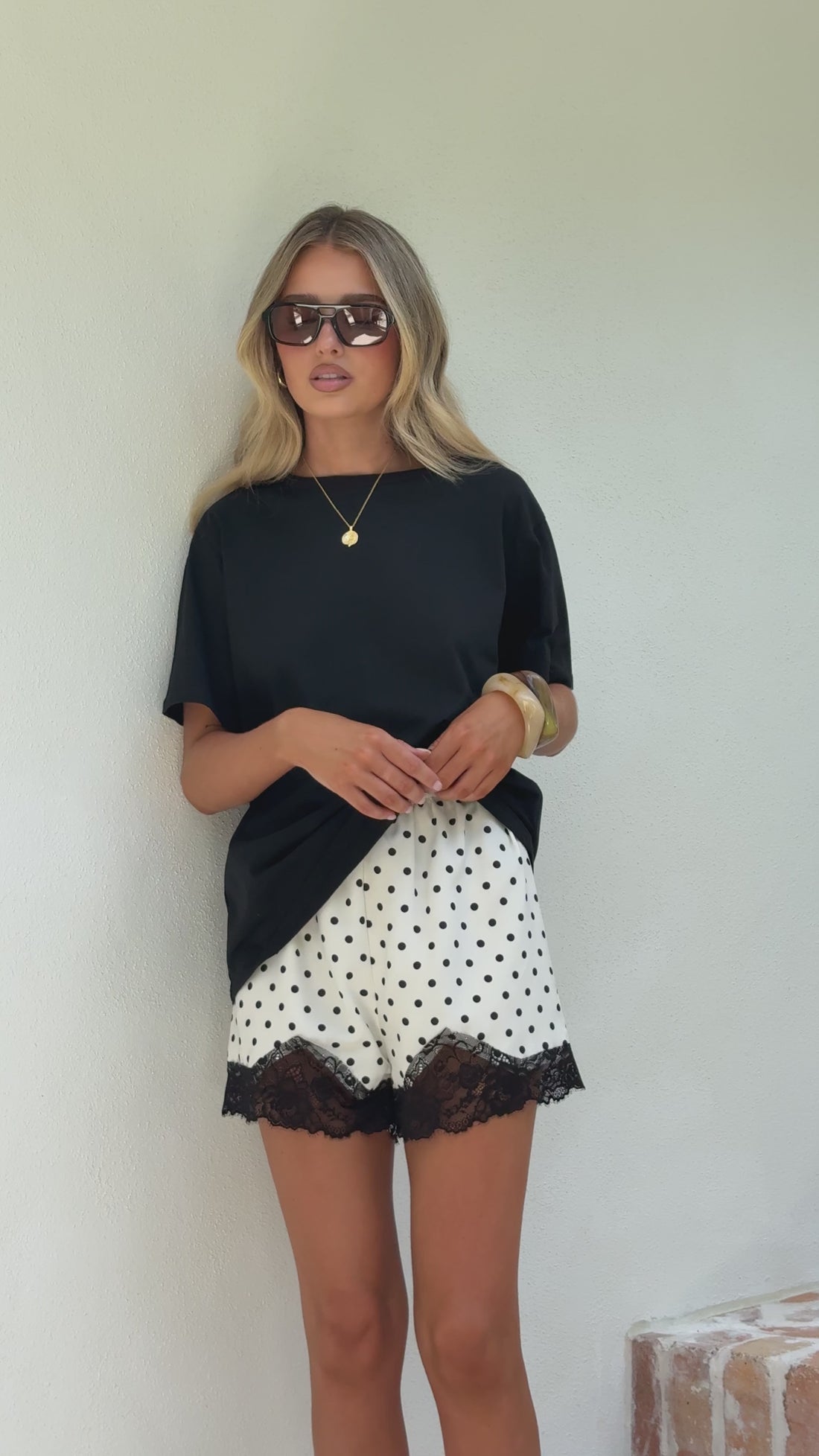 Makoa Lace Shorts - White/Black Polka - Billy J