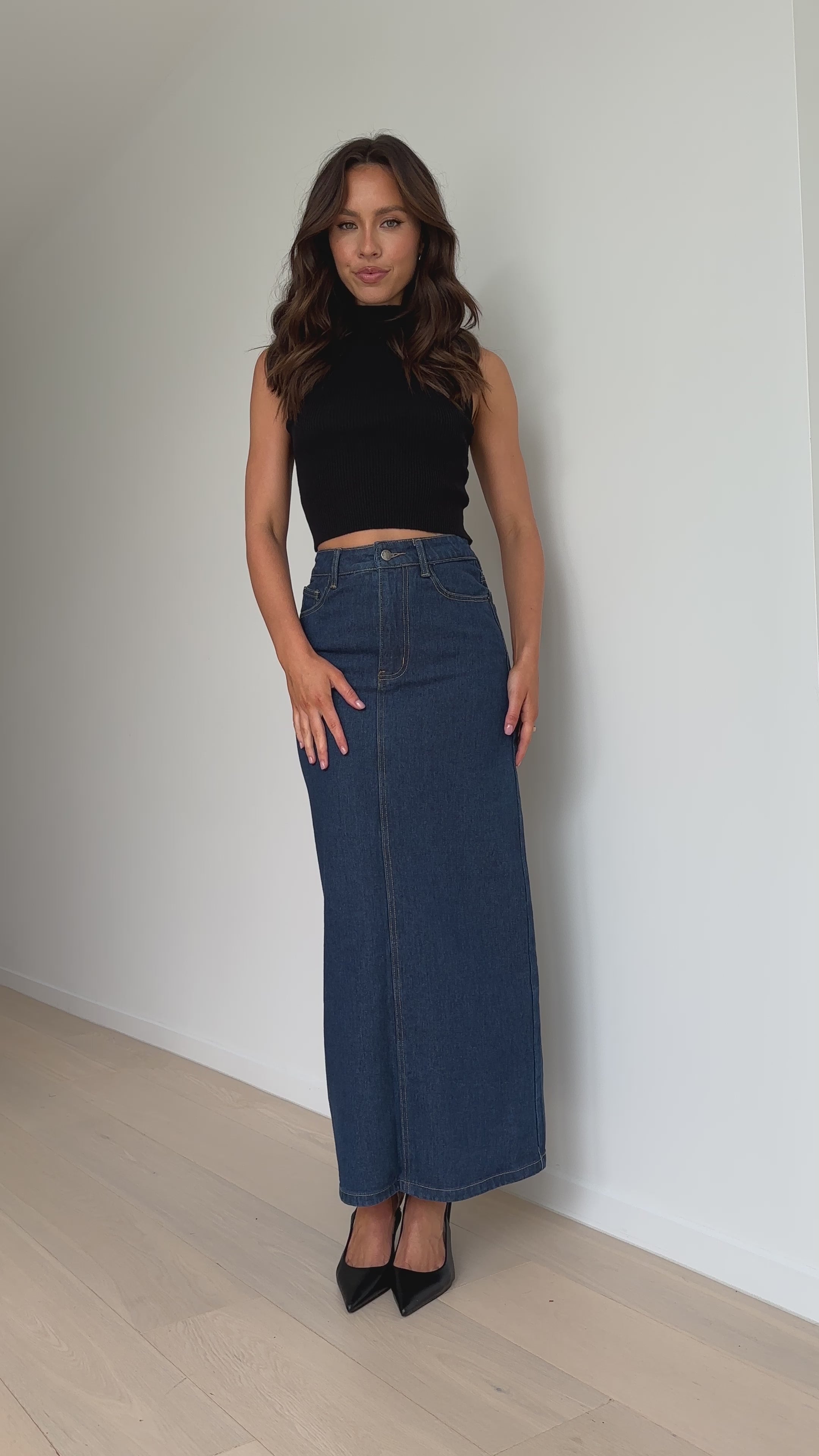 Fiona Denim Maxi Skirt - Indigo - Billy J