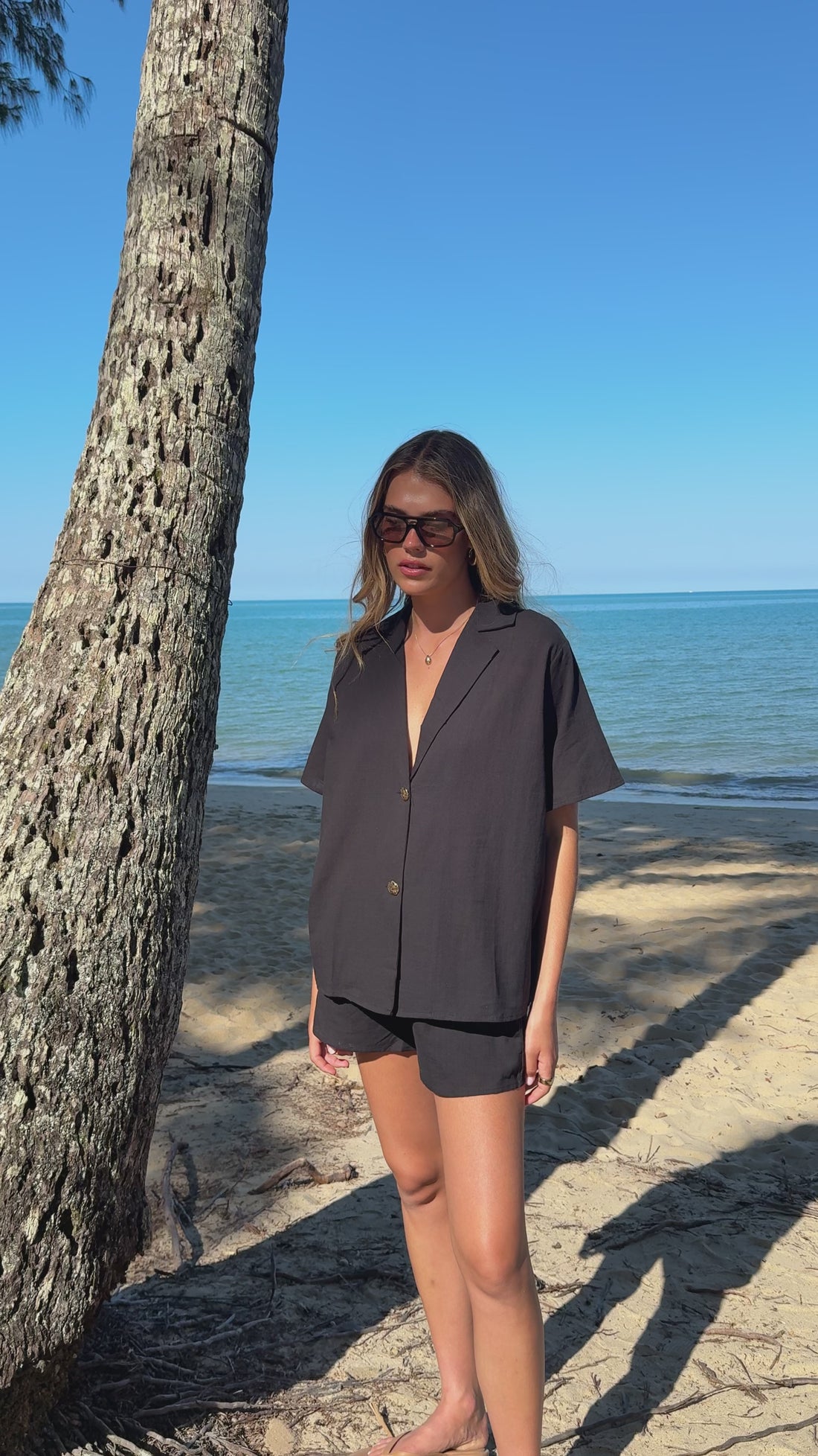 Nadine Shirt and Shorts Set - Black - Billy J