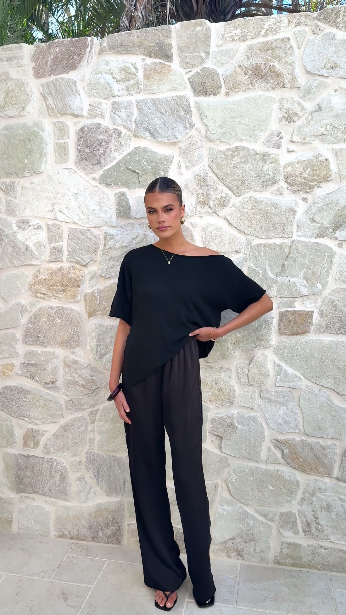 Blair Off Shoulder Tee - Black - Billy J