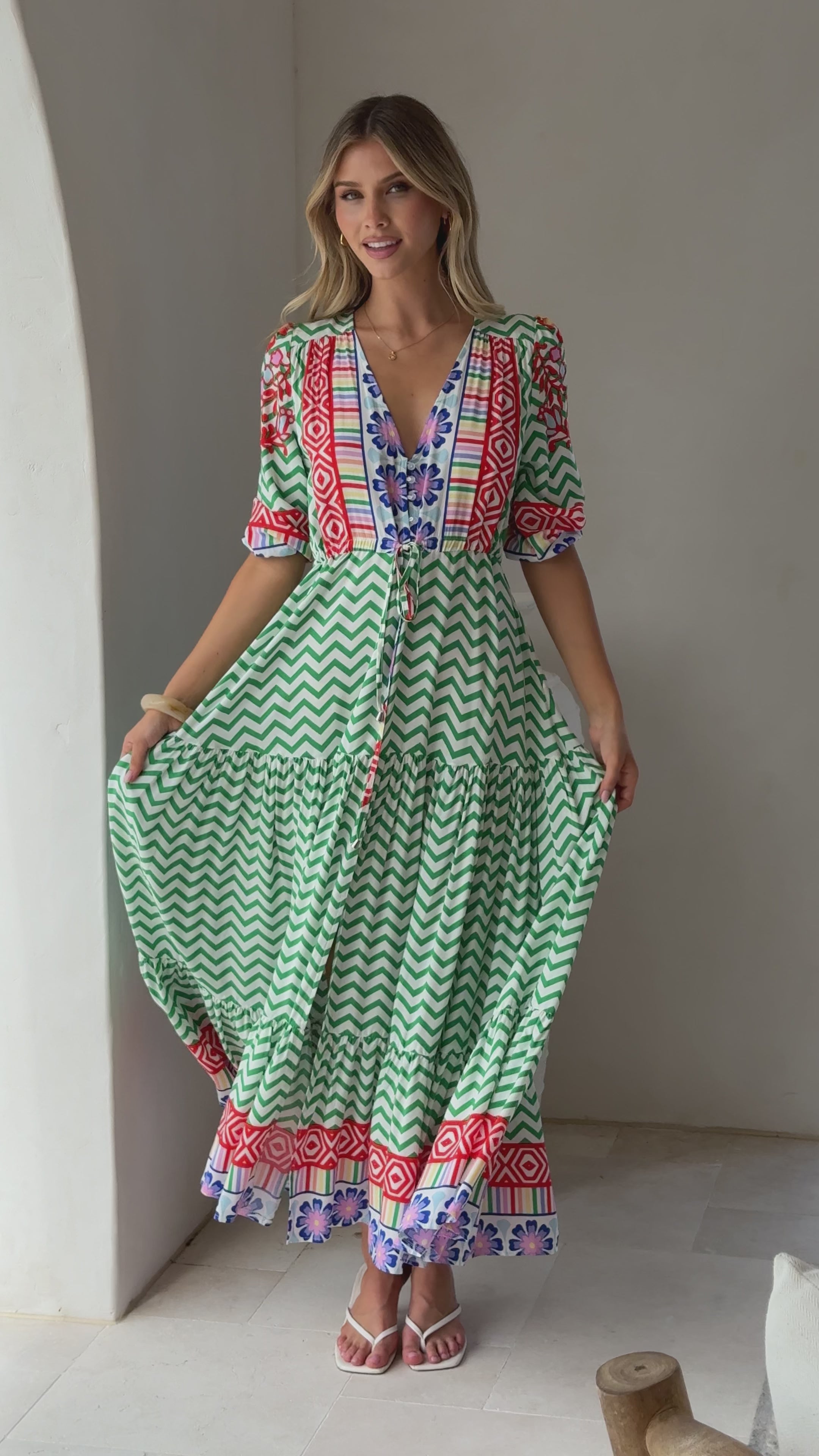 Load video: Tessa Maxi Dress - Ziggy Print - Billy J