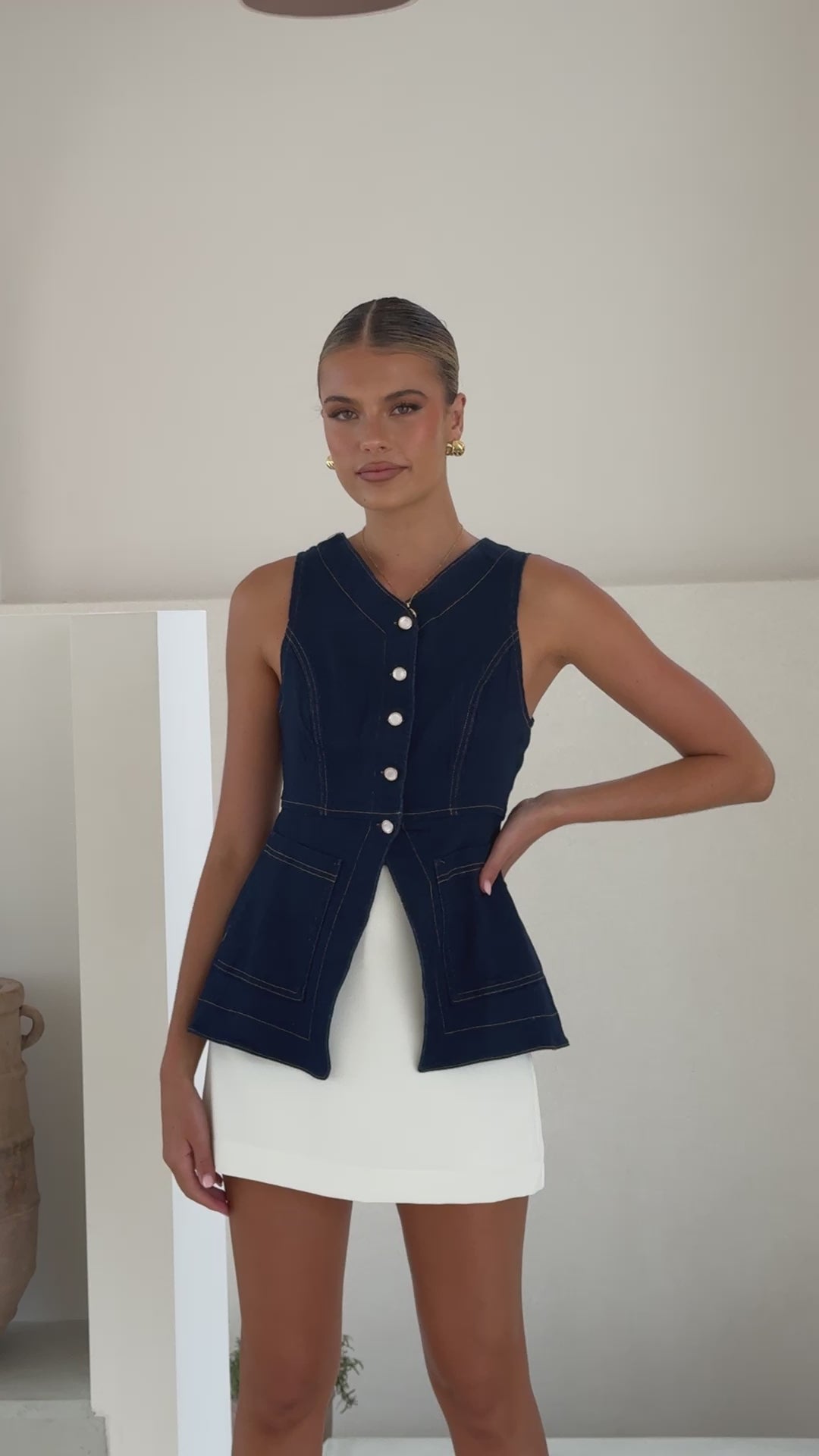 Olena Vest - Dark Denim - Billy J