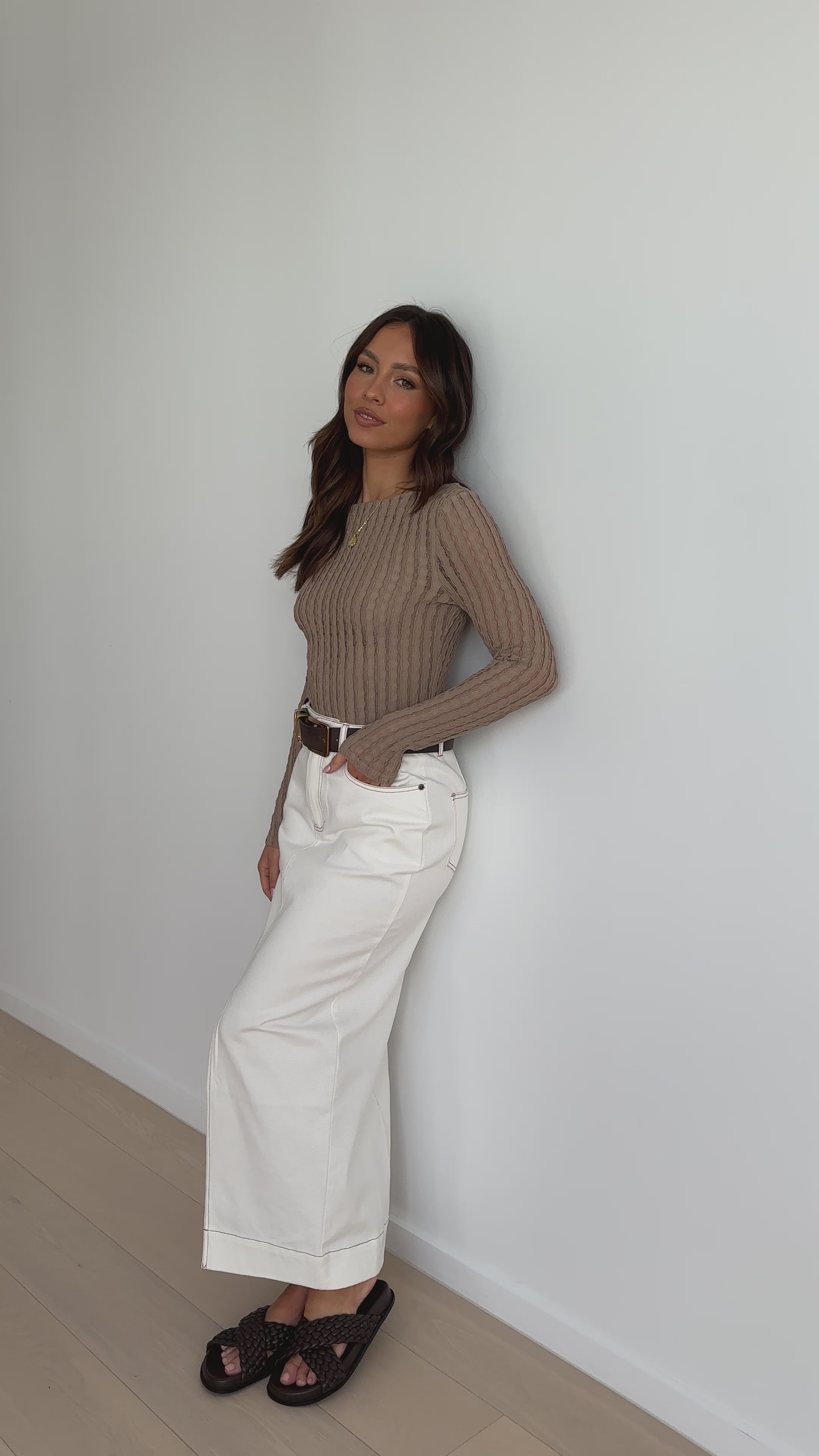 Sydney Long Sleeve Top - Taupe - Billy J