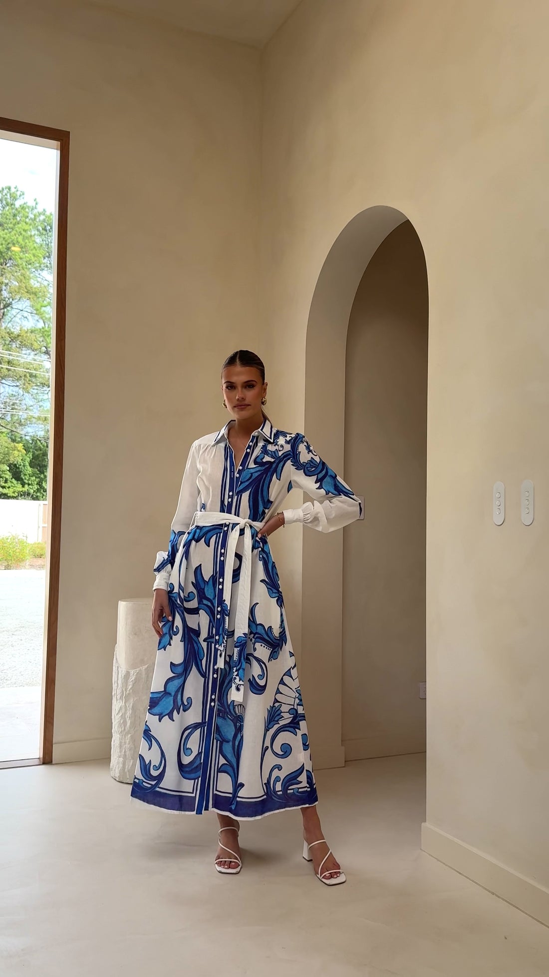 Lucia Long Sleeve Maxi Dress - Sapphire Print - Billy J