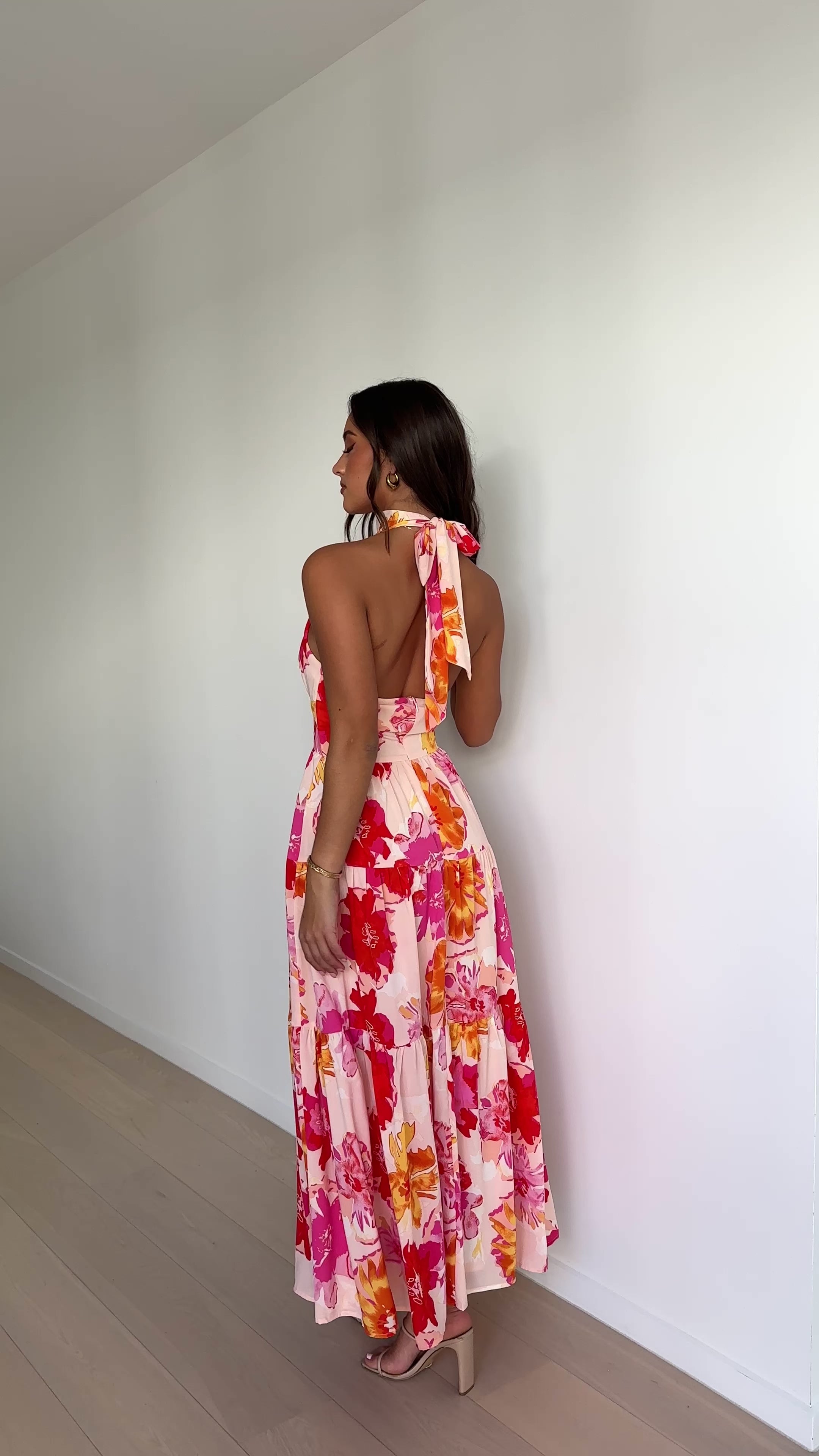 Najila Maxi Dress - Pink / Orange Floral - Billy J