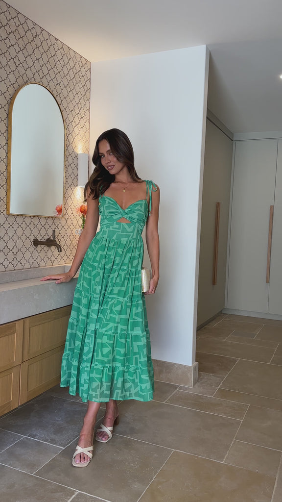 Zakuro Maxi Dress - Green Print - Billy J