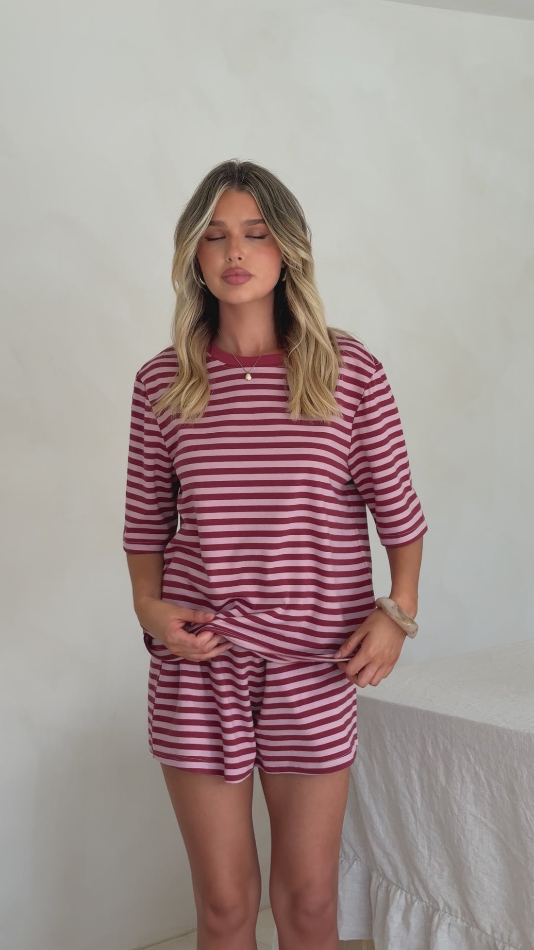 Bobby Crew Neck Tee - Red Stripe - Billy J