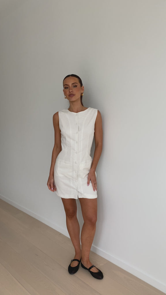 Celine Mini Dress - White - Billy J