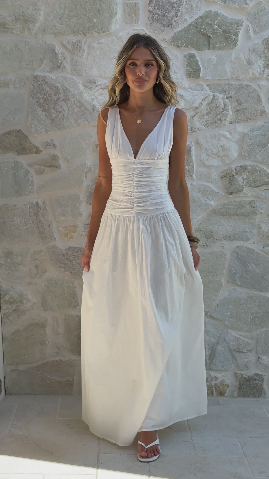 Sanya Maxi Dress - White - Billy J