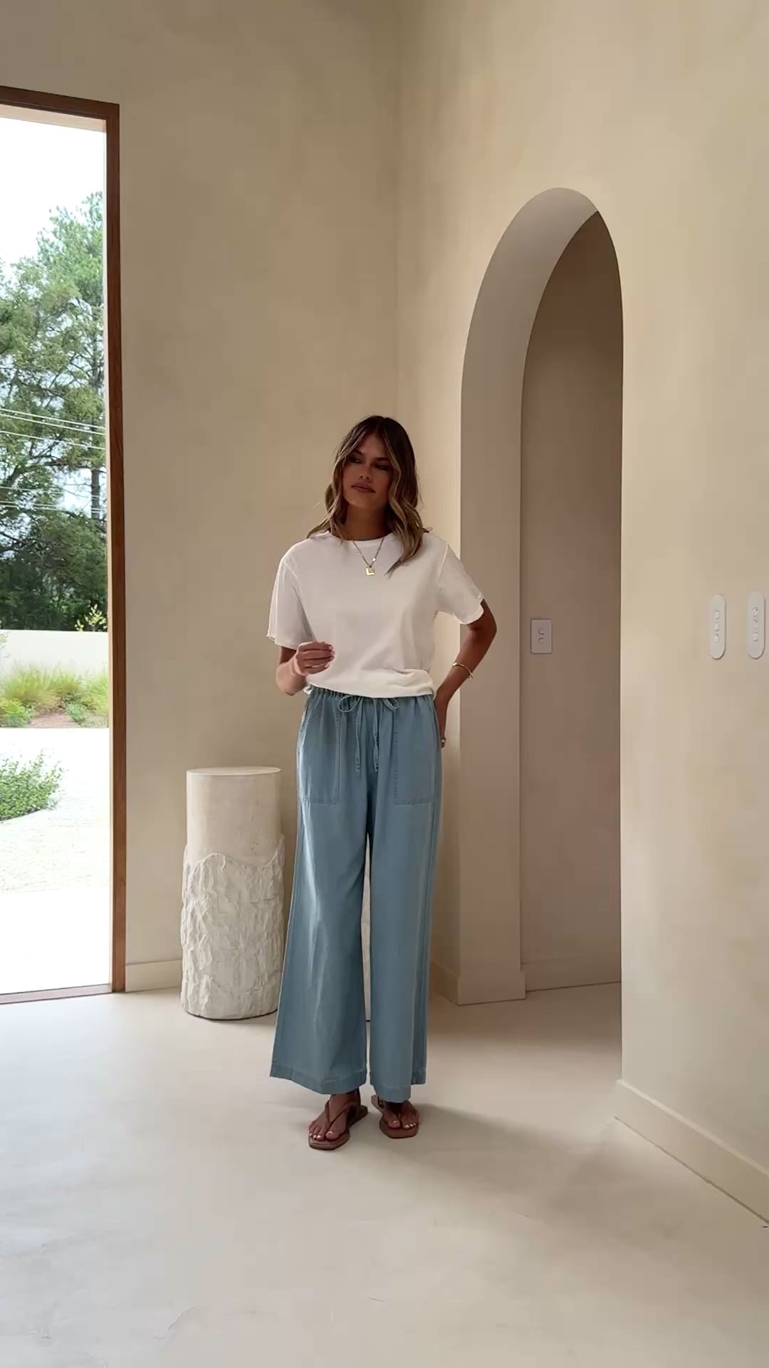 Elaine Wide Leg Pants - Light Blue Denim - Billy J