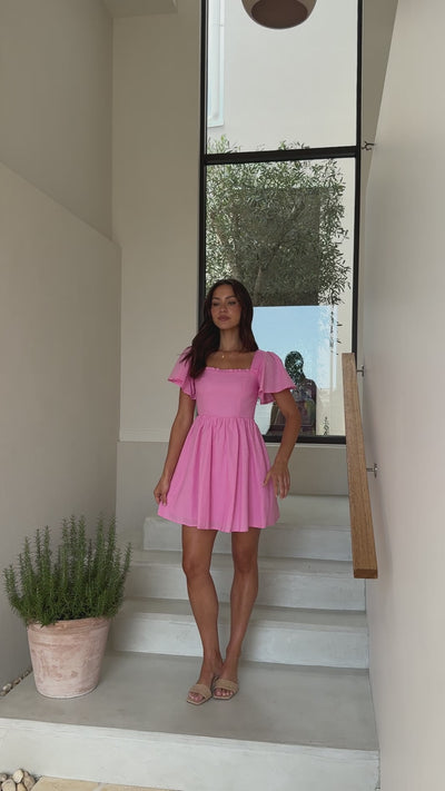 Load and play video in Gallery viewer, Pasha Mini Dress - Pink - Billy J
