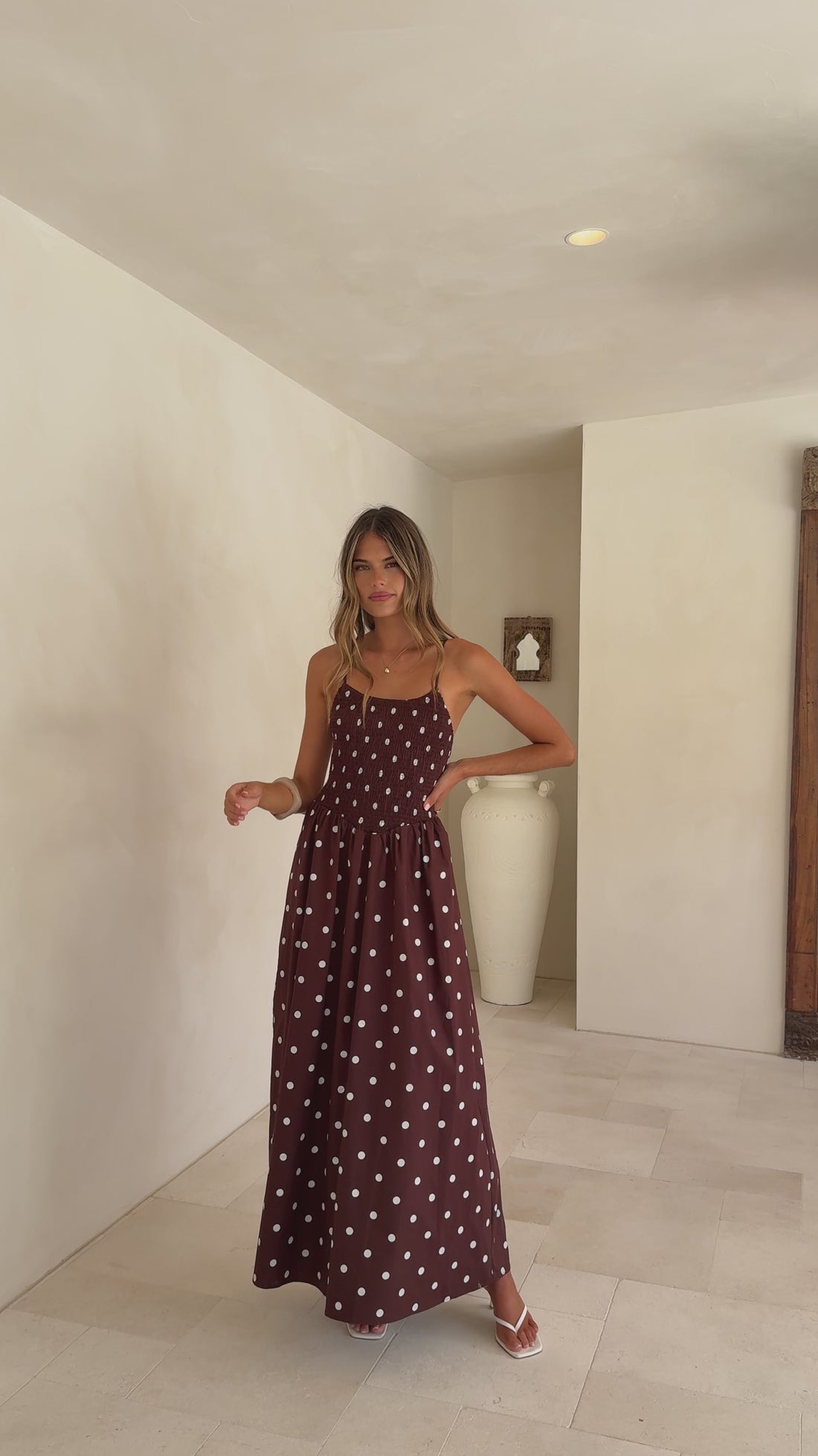 Gena Maxi Dress - Chocolate Polka - Billy J