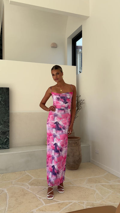 Load and play video in Gallery viewer, Ashley Maxi Dress - Pink Floral - Billy J
