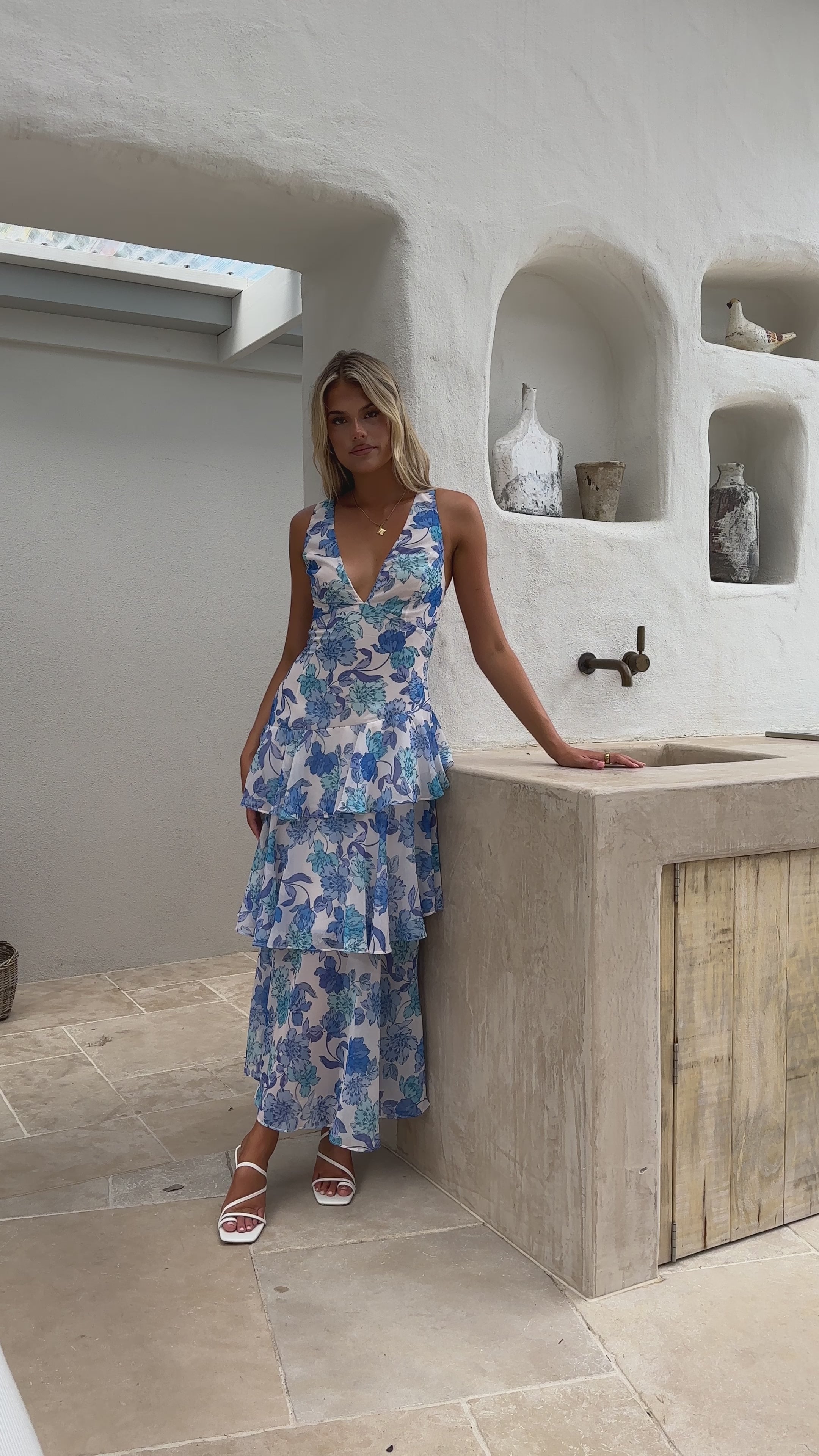 Adalinde Maxi Dress - Blue Floral - Billy J