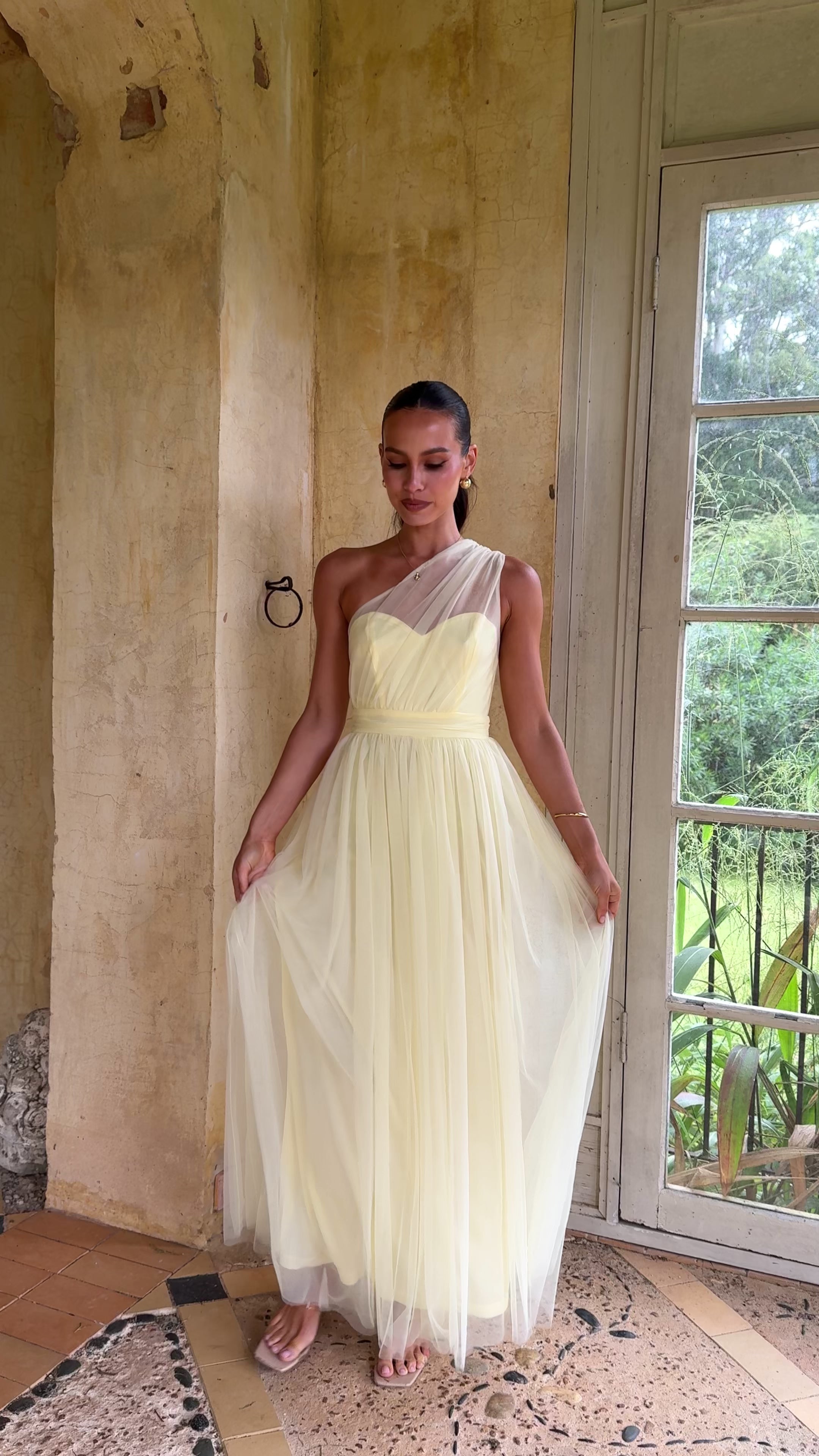 Load video: Talissa Tulle Maxi Dress - Yellow - Billy J