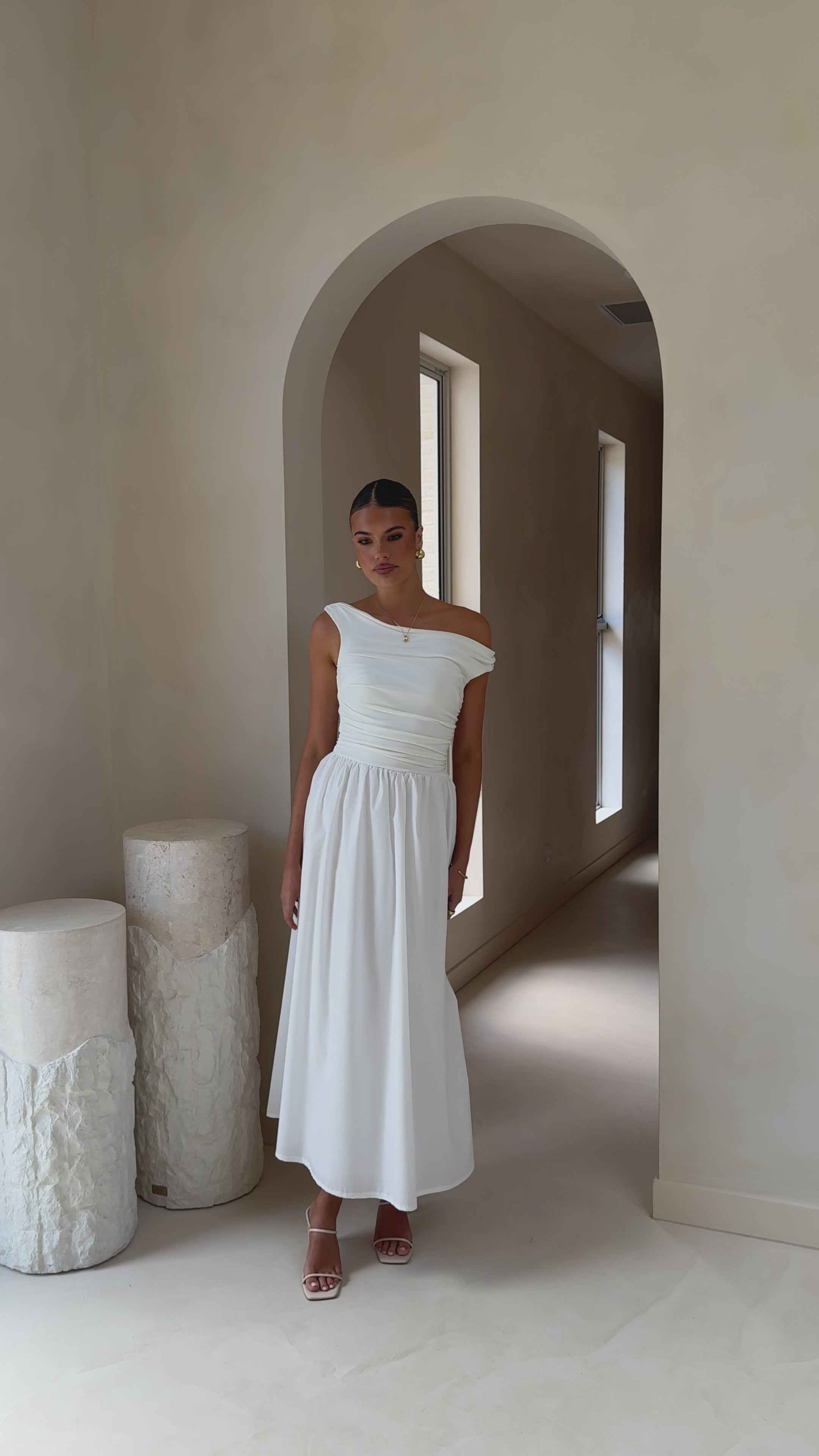 Load video: Immy Midi Dress - White - Billy J