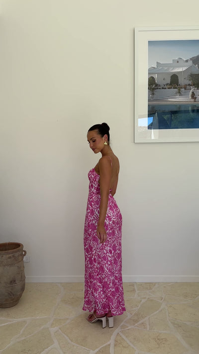 Load and play video in Gallery viewer, Margie Midi Dress - Pink Flower - Billy J
