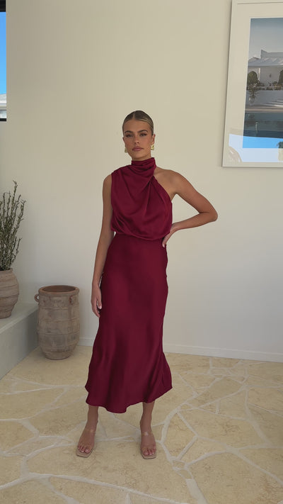 Load and play video in Gallery viewer, Esther Maxi Dress - Wine - Billy J
