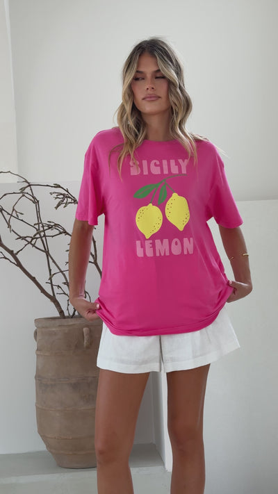 Load and play video in Gallery viewer, Sicily Lemon Tee - Pink - Billy J
