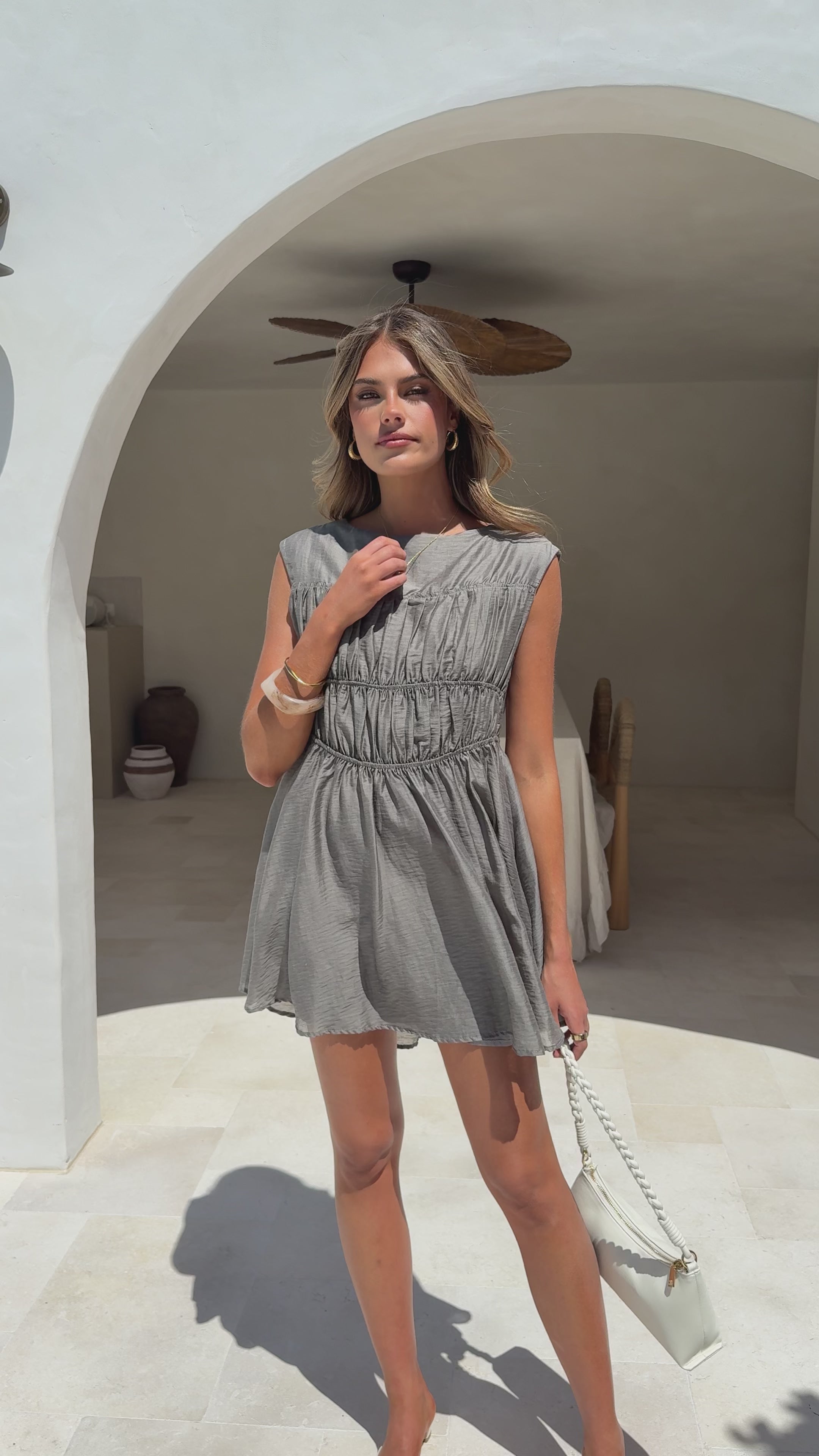 Load video: Masha Mini Dress - Khaki - Billy J