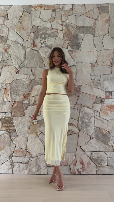 Load and play video in Gallery viewer, Cora Maxi Skirt - Yellow - Billy J
