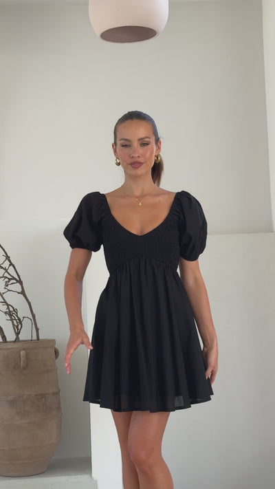 Load and play video in Gallery viewer, Sahirah Mini Dress - Black - Billy J
