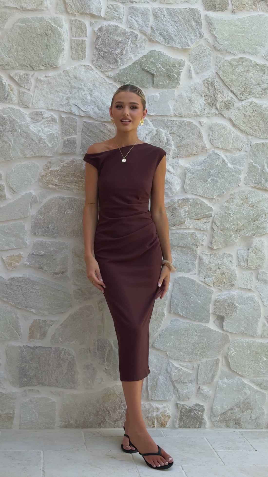 Lilah Midi Dress - Chocolate - Billy J