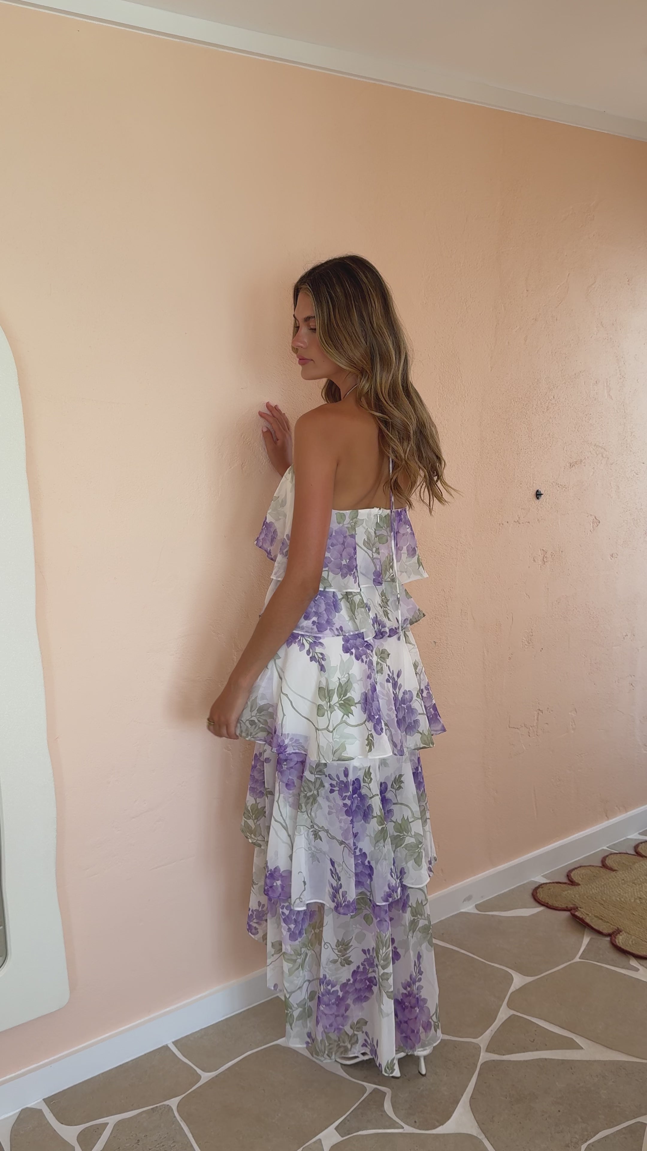 Load video: Soho Maxi Dress - Lilac Floral - Billy J