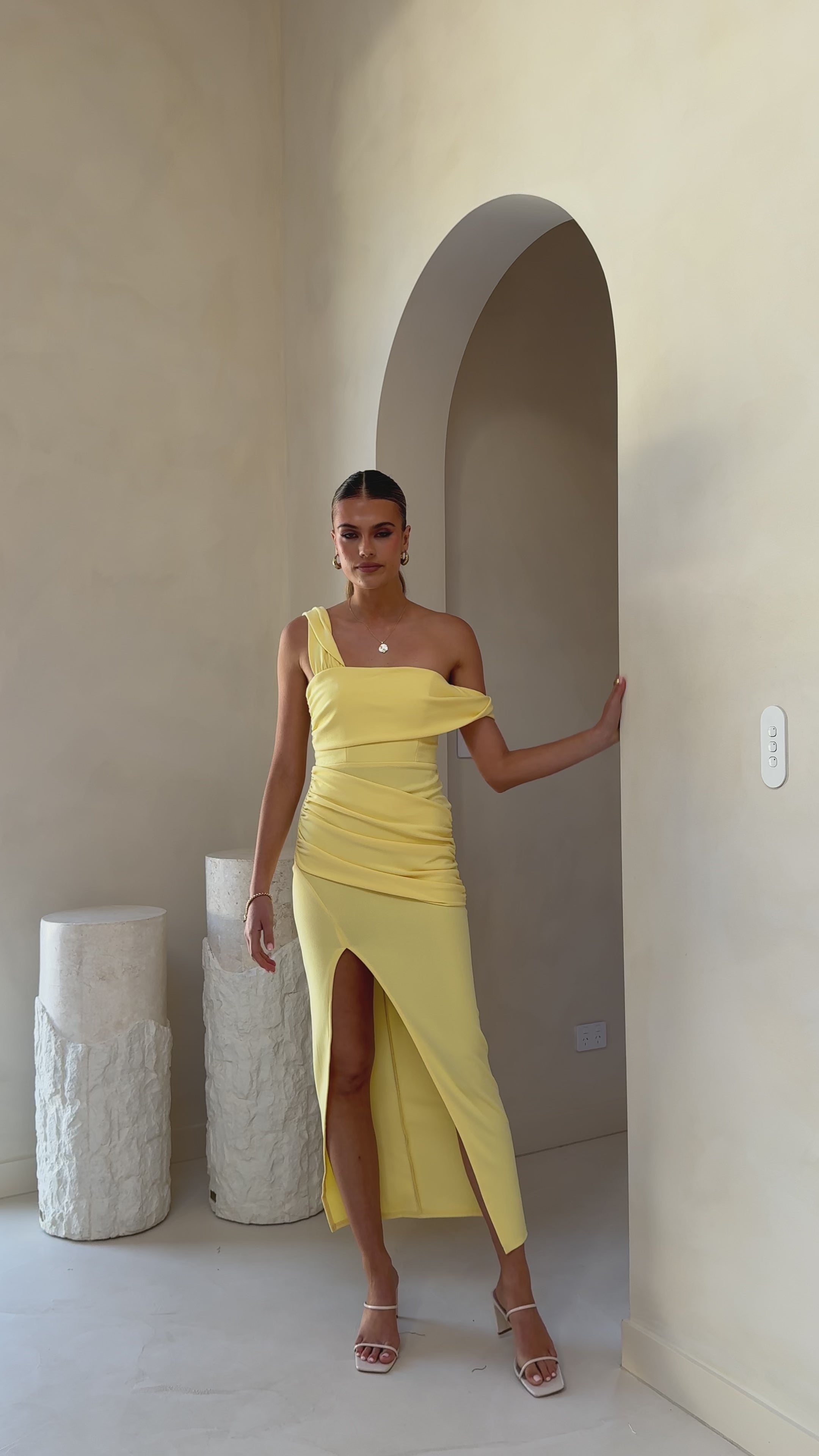Load video: Gardenia Maxi Dress - Lemon - Billy J