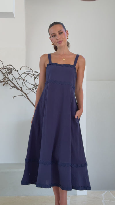 Load and play video in Gallery viewer, Raelynn Maxi Dress - Navy - Billy J
