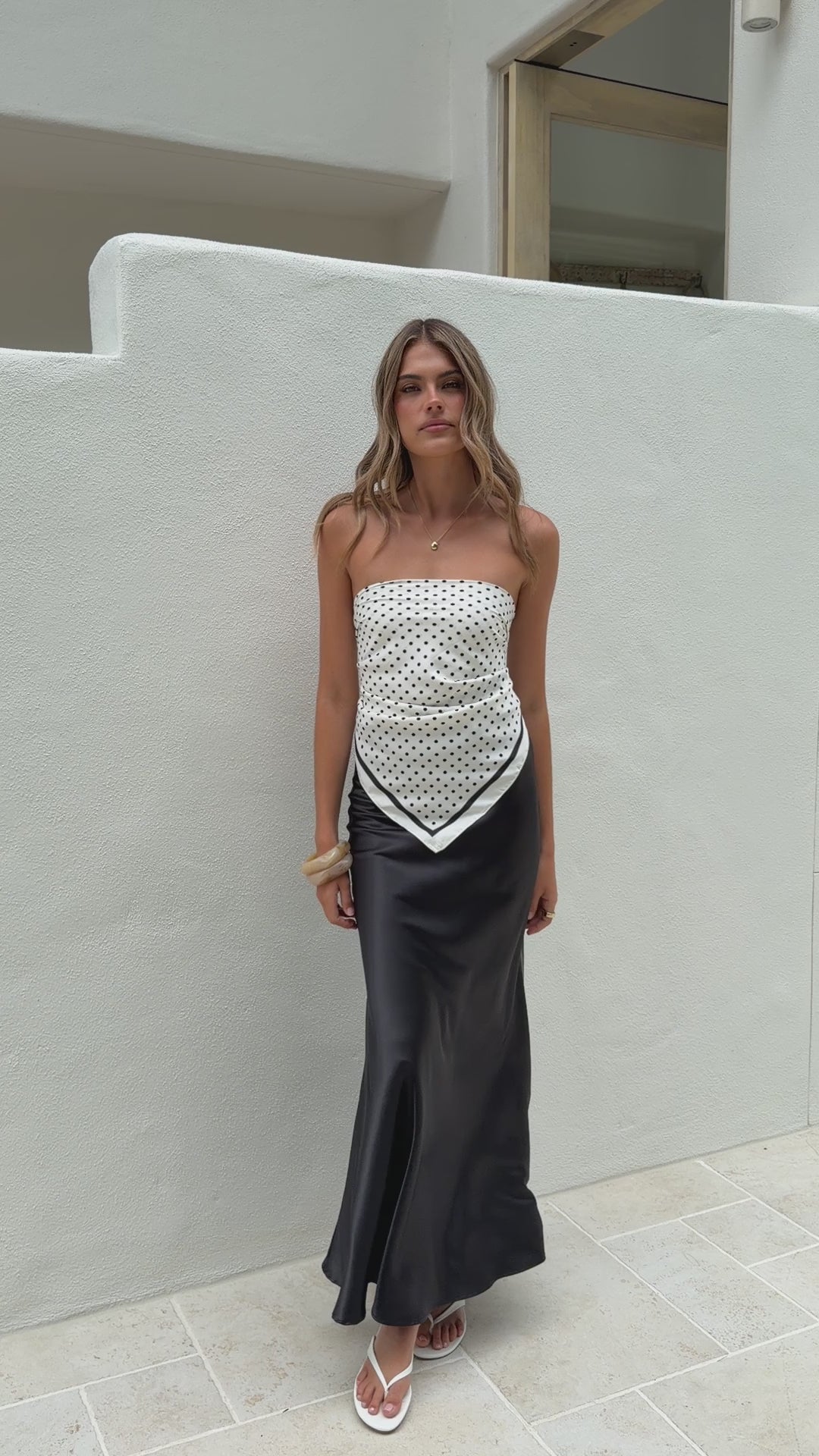 Marcia Polka Scarf - White/Black - Billy J