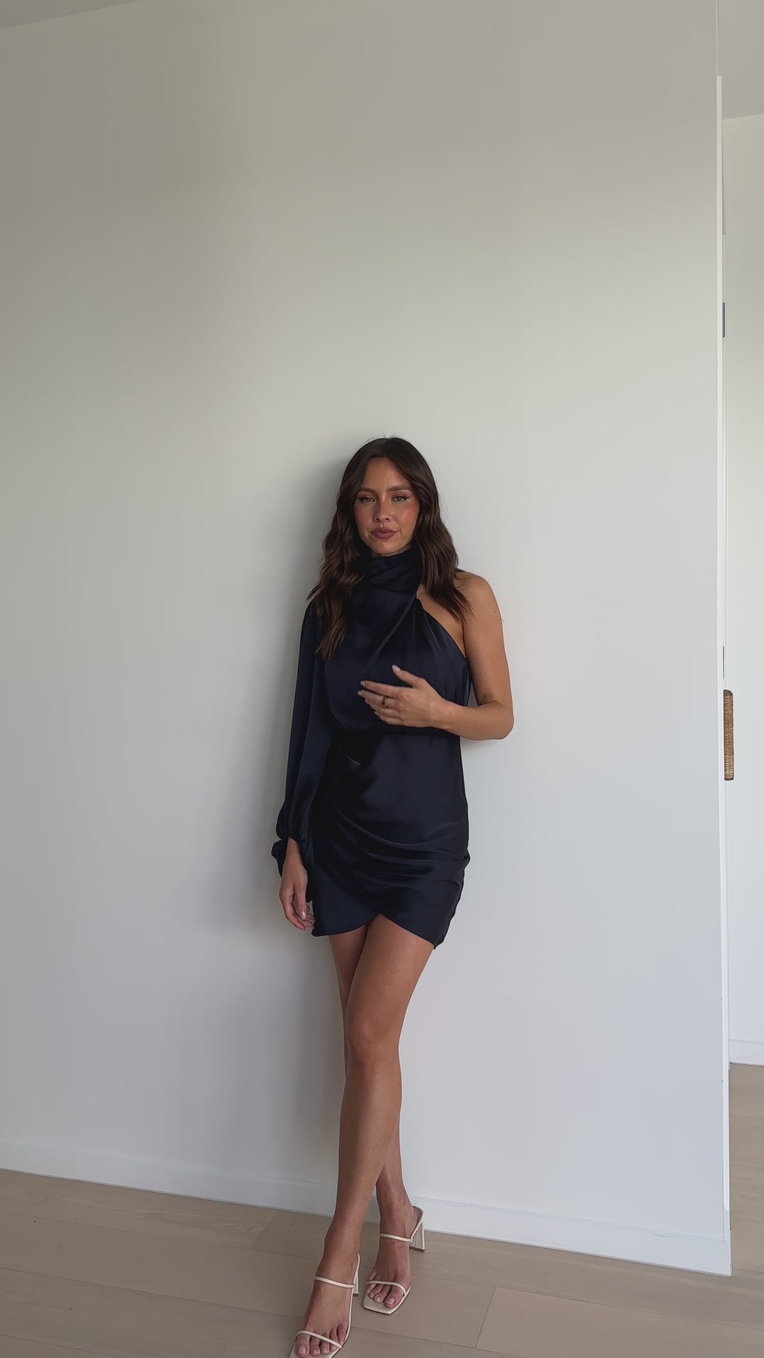 Lexi One Shoulder Mini Dress - Navy - Billy J