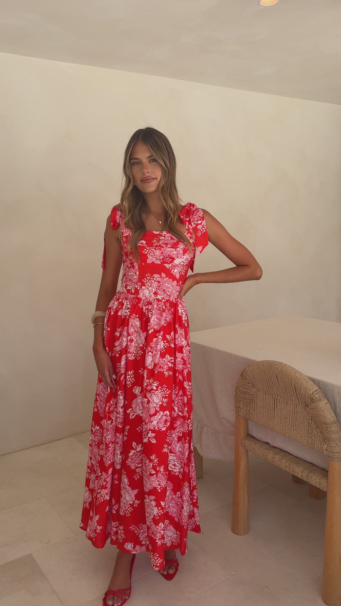 Haisley Maxi Dress - Red Floral - Billy J