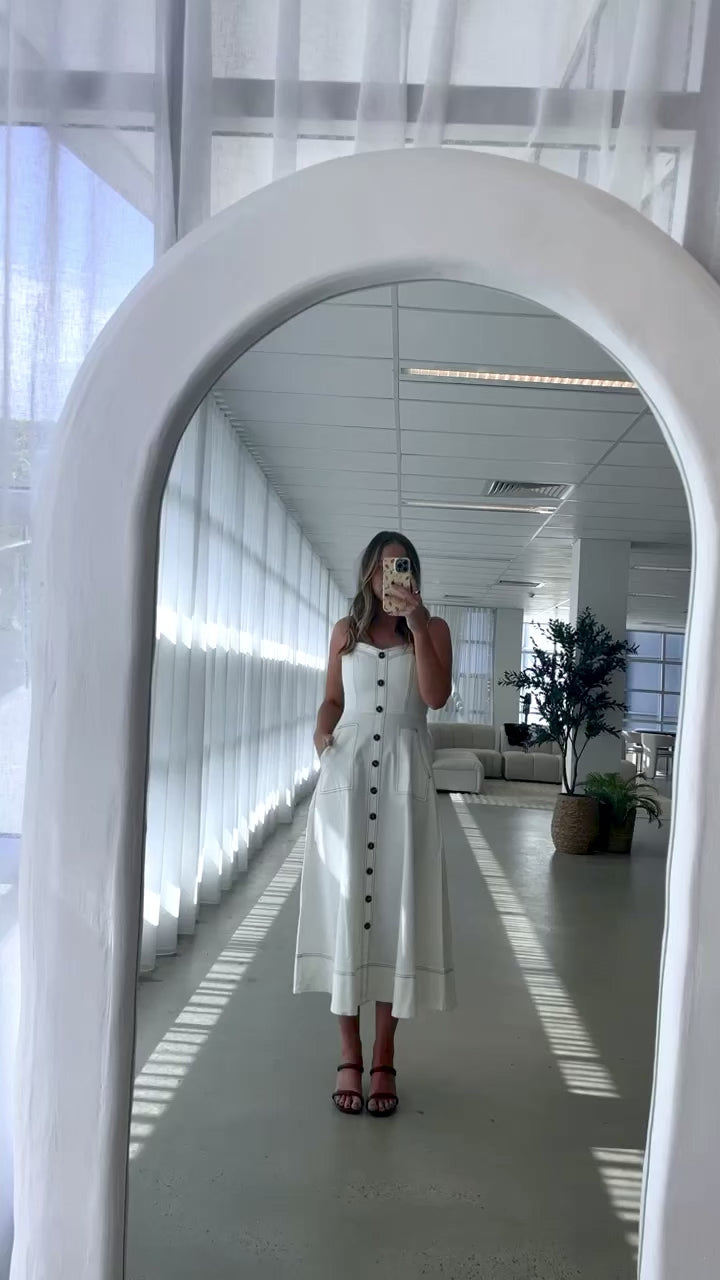 Indigo Midi Dress - White Denim - Billy J
