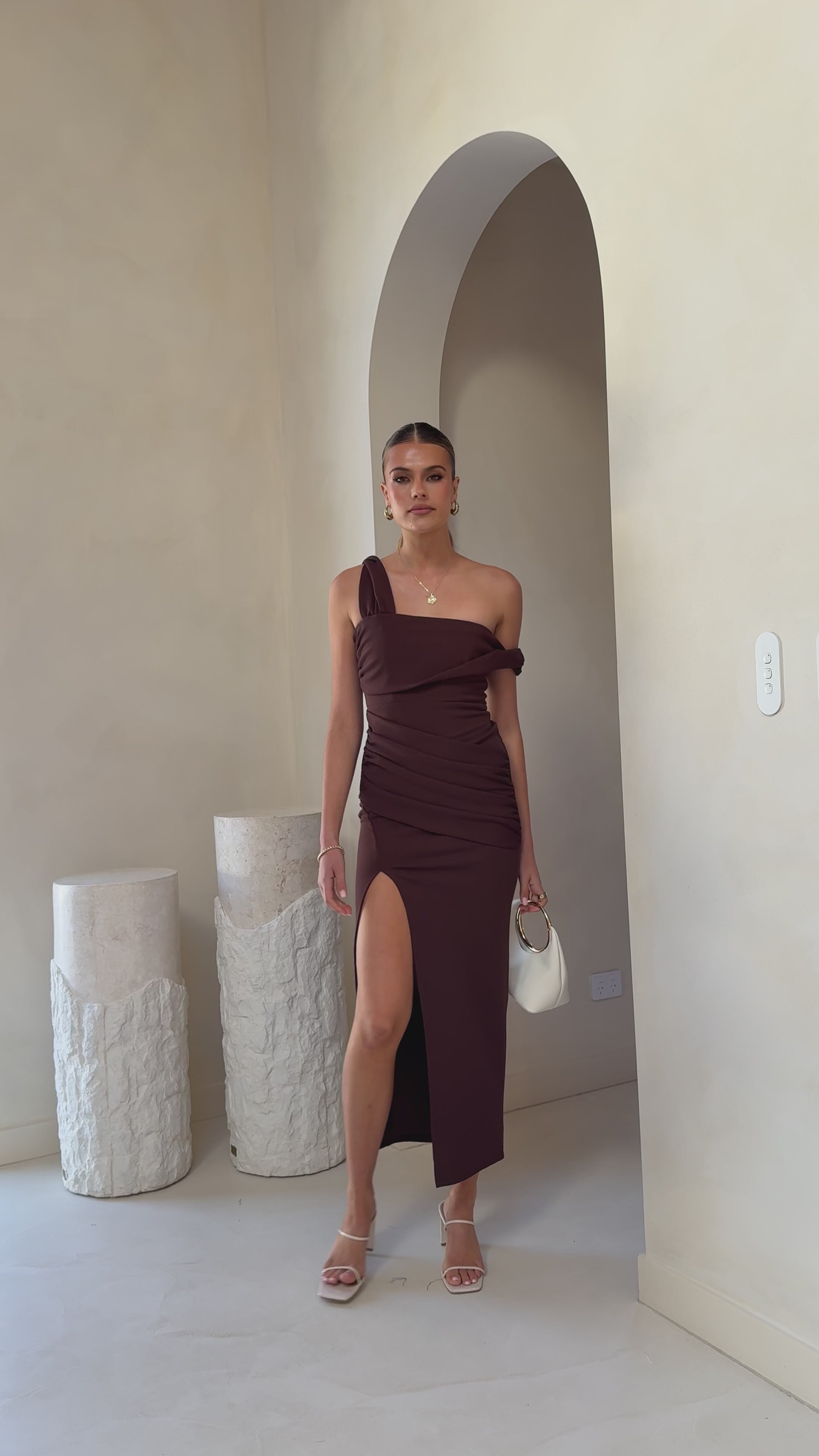 Load video: Gardenia Maxi Dress - Chocolate - Billy J
