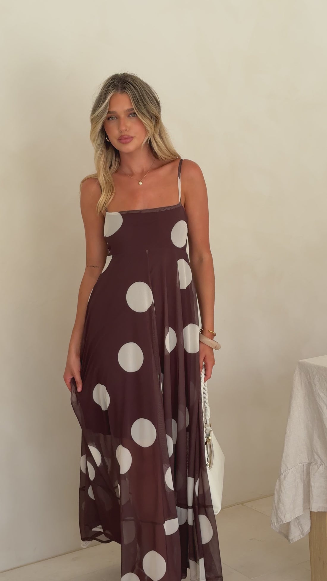 Melinda Maxi Dress - Chocolate / Cream Spot - Billy J