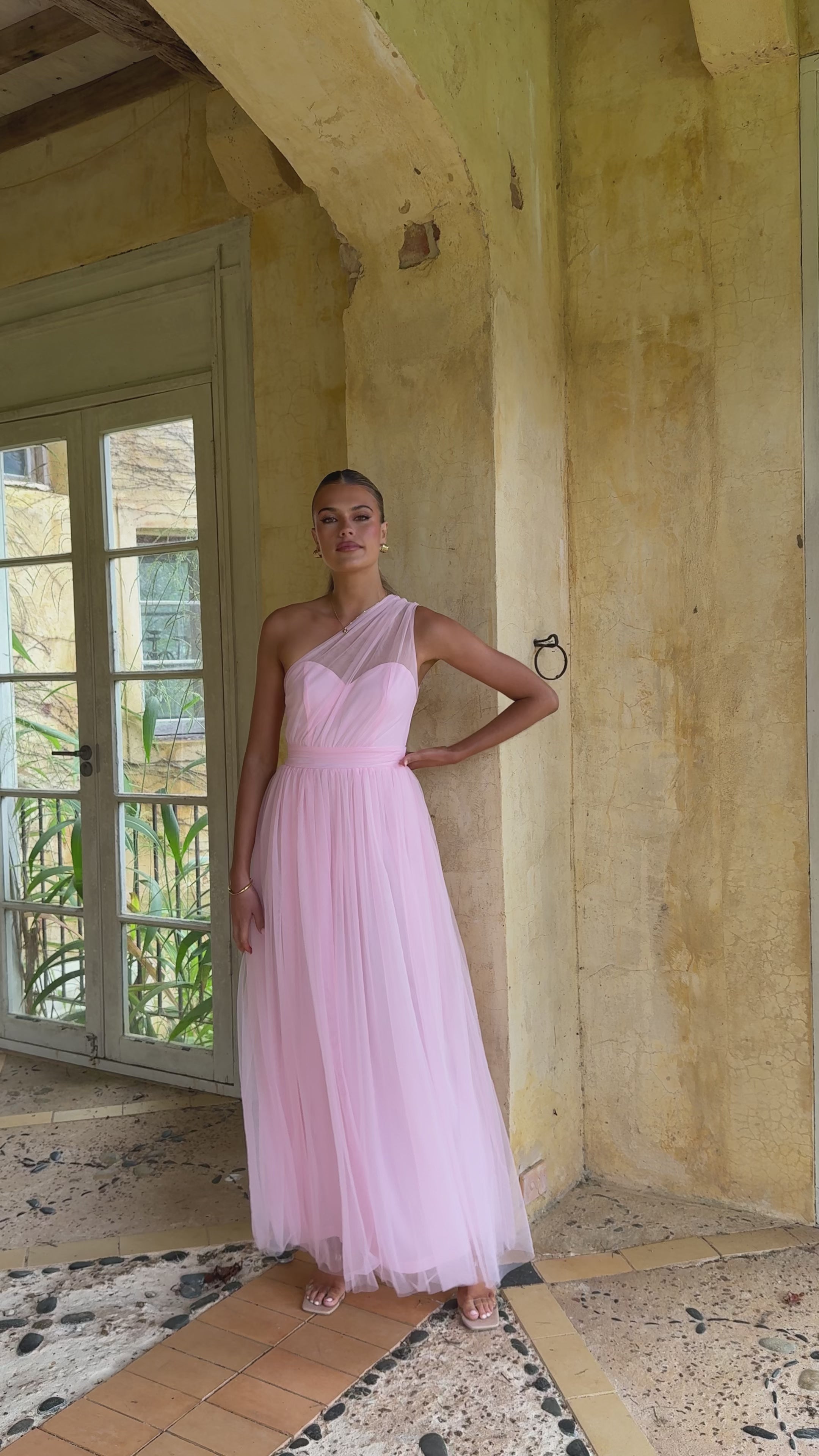 Load video: Talissa Tulle Maxi Dress - Pink - Billy J