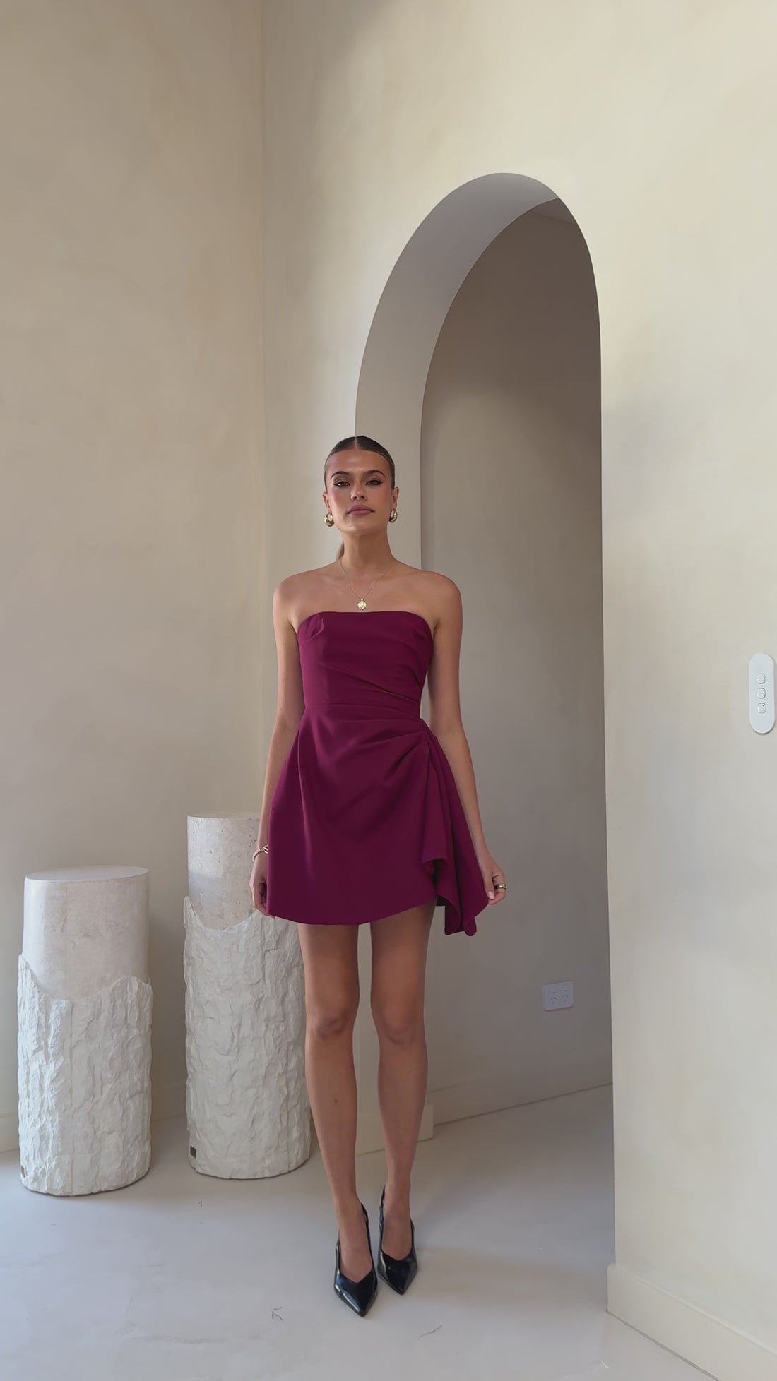 Hanae Mini Dress - Wine - Billy J