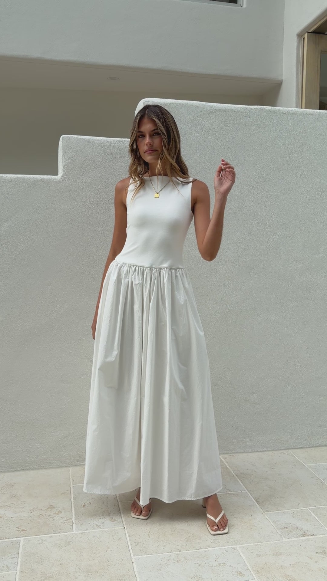 Load video: Alita Maxi Dress - White - Billy J
