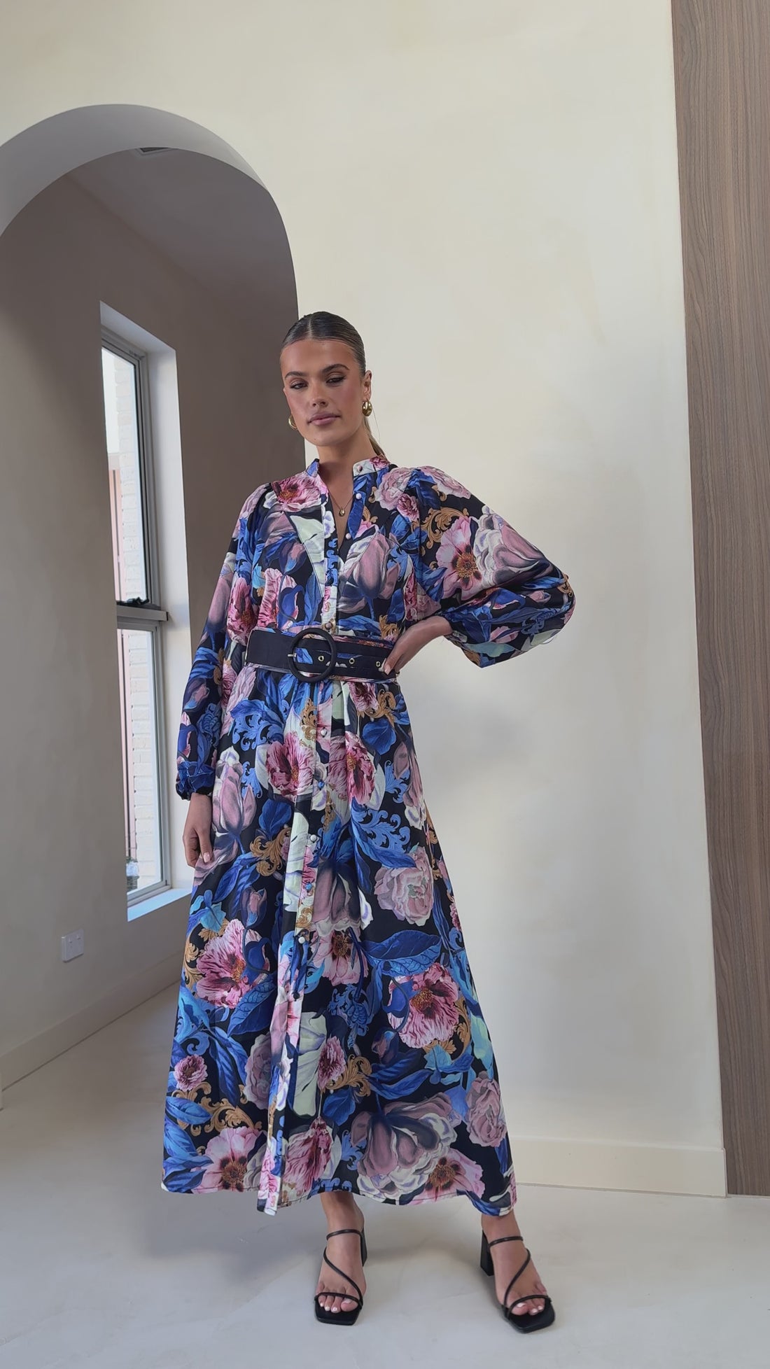 Veronica Button Down Maxi Dress - Azure Donatella - Billy J