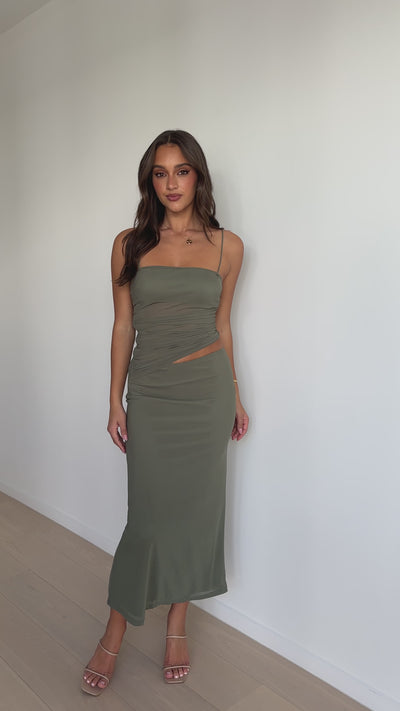 Load and play video in Gallery viewer, Louella Maxi Dress - Olive - Billy J
