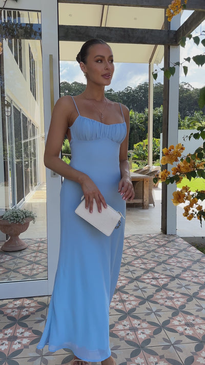 Load and play video in Gallery viewer, Margie Midi Dress - Blue - Billy J
