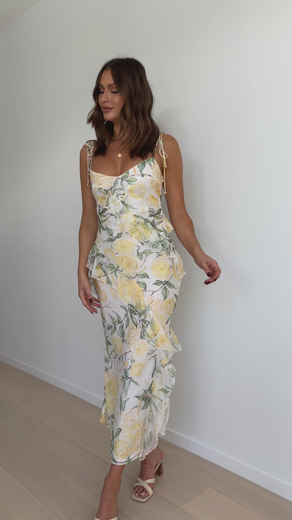 Daiwa Maxi Dress - Yellow Floral - Billy J