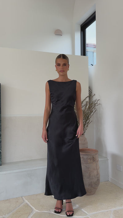 Load and play video in Gallery viewer, Barcelona Maxi Dress - Black - Billy J
